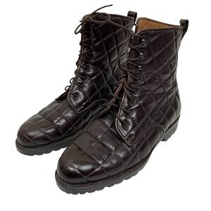 Carol Lace Up Italy Brown Quilted Leather Boots Size 36 Fairy Grunge  Goblincore